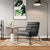 Retro Faux Leather Upholstered Armchair Industrial Steel Frame Accent Sofa Chair