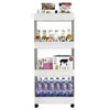 4 Tiers Kitchen Handle Trolley Cart Storage Rack Tray Shelf Rolling Wheel