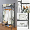 Classic Black Clothes Rail Metal Garment Rack Coat Stand with Top Storage Shelf