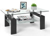 Glass Coffee Table With Storage Modern Living Room Furniture Tea Coffee Table