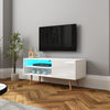 Modern TV Cabinet Led Light White High Gloss Stand Unit 110CM for Living Room WH