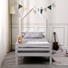 THEO KIDS WOODEN HOUSE TREEHOUSE SINGLE BED FRAME - WHITE/GREY - TRUNDLE OPTION