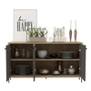 Sideboard Cupboard Cabinet With 3 Doors In Grey Oak Effect Living Room Storage