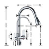 3 Ways Kitchen Mixer Taps Pure Water Filter Pull Out Spray Head Swivel Spout Tap