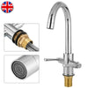 Chrome Bathroom Kitchen Sink Mixer Taps 360 Swivel Spout Double Lever Faucet UK