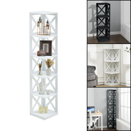 4/6 Tier Bookcase Bookshelf Storage Shelf Unit Display Stand Corner Cube Cabinet