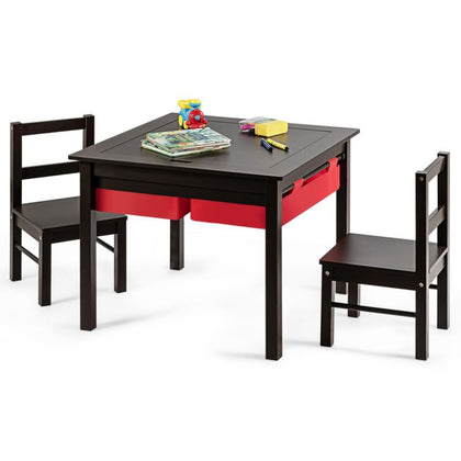 5 in 1 Kids Table and Chair Set Children Building Block Activity Table W/Storage