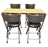 Meta Folding Dining Table with 4 Artificial Faux Leather Padded Chairs Set