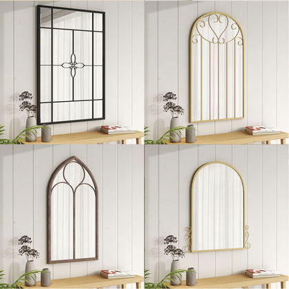 Large Rustic Look Window Style Mirror Garden Home Wall Mounted Vintage Outdoor