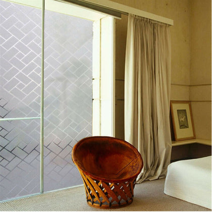 Non-Adhesive Frosted 3D Privacy Window Film Pattern Glass Home Decor
