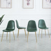 4pcs Green PU Leather Dining Chairs Golden Chromed Legs for Dining Room Kitchen