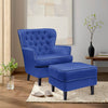 Modern Upholstered Velvet Armchair Matching Footstool Sofa Chair With Wood Legs