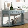 Retro Console Table Narrow Entryway Table Side Table w/ 2 Drawers & Open Shelf