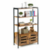 Industrial 2 Doors Cabinet Freestanding Display Bookshelf Cupboard Bookcase