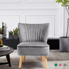 Occasional Armchair Velvet Upholstered Shell Back Accent Chair Seat Wooden Legs