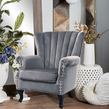 Luxury Occasional Wing Sofa High Back Fireside Armchair Lounge Bedroom Velvet UK