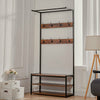 Metal Coat Hat Rack Standing Clothes Stand Rail 8 Hooks & 3 Tier Shoe Rack Bench