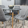 Dining Table Set Of 4 Round Grey Dining Table And 4 Grey Velvet Tufted Chairs