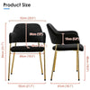 Set of 2 Black Velvet Dining Chairs Golden Leg Armchairs Kitchen Restaurant Cafe