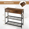 3 Tier Console Table Entryway Narrow Side Table 2 Drawers with Charging Station