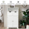 Bathroom Floor Cabinet Wooden Storage Cupboard with Adjustable Shelf & Doors