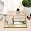 Vintage Mirrored Storage Box Gold Tray Jewelry Earring Cosmetics Display Box