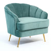 Velvet Armchair Shell Lotus Oyster Back Sofa Metal Gold Leg Chair Lounge Bedroom