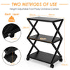 3-tier Rolling Printer Stand X-Shaped Storage Utility Cart Home Office Organizer