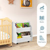 Kids Wooden Bookcase w/ Wheels 2-Tier Toy Storage Toddler Display Book Shelf
