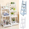 Folding Ladder Shelf Bookshelf Wooden Plants Display Stand Storage Rack