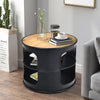 Round Coffee Table Metal Frame Cocktail Table Snack Tea Desk w/Storage Shelves