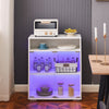 White Sideboard Cabinet with RGB LED lights Display Cupboard Storage Modern