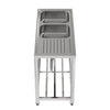 120cm Stainless Steel Commercial Kitchen Double Bowl Sink W/Shelf& Left Platform