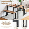 3 PCS Dining Table Set Dining Table & 2 Benches 2-4 Persons W/ Anti-Rust Frame