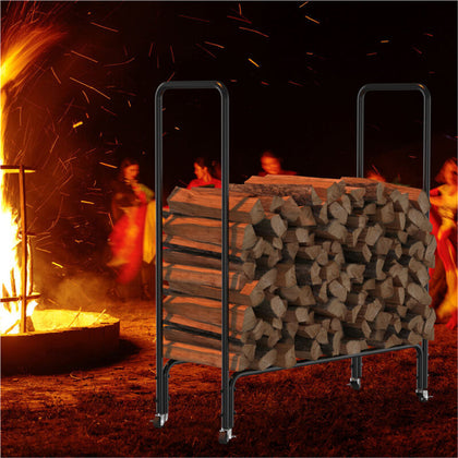 Large Firewood Rack Log Cart With Wheels Firewood Mover for Patio Fireplace Home