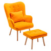 Velvet Armchair Wingback Button Chair with Footstool Matching Stool Sofa Lounge