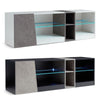 LED TV Cabinet TV Stand TV Unit 140cm with 5 Open Compartments 1 Door RGB Lights