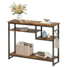 Rustic Console Table Console 4 Storage Shelves Cupboard Server Table with Hooks