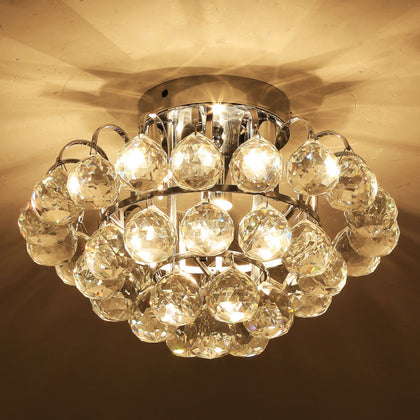 Crystal Ceiling Lamp Chandelier Flush Mount 3 Light Ф30cm Hallway Living room