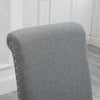 Set of 2 Dining Room Gray Dining Chairs High Back Fabric Upholstered with Rivets
