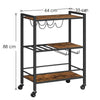 3 Tier Rolling Industrial Rustic Wooden Bar Kitchen Food Serving Cart Trolley