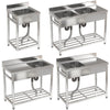 Catering Sink Stainless Steel Commercial Kitchen Wash Sinks w/Shelf/Backsplash