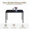 2x Black Faux Leather Dining Bench with Black Marble MDF Top Dining Table Set