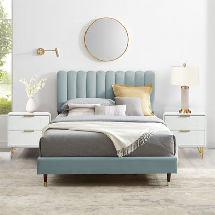 2Pcs Bedside Table w/ 2 Drawers Bedside Cabinet Metal Frame for Living Room MO