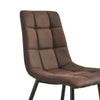 Pair of Brown Faux Leather Dining Chairs Kitchen Padded Soft Seat Metal Leg