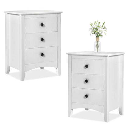2x Modern Chests of Drawers Bedside Table Cabinet 3 Drawers Bedroom Storage Wood