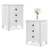 2x Modern Chests of Drawers Bedside Table Cabinet 3 Drawers Bedroom Storage Wood