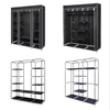 Mondeer Canvas Wardrobe Storage Organiser Fabric with Rail & Shelves Grey/Black