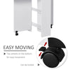 Mobile Drop Leaf Dining Table Folding Desk w/ 2 wheels Storage Shelves White