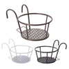 Round Metal Plant Flower Pots Fence Balcony Garden Hanging Rack Planter Basket